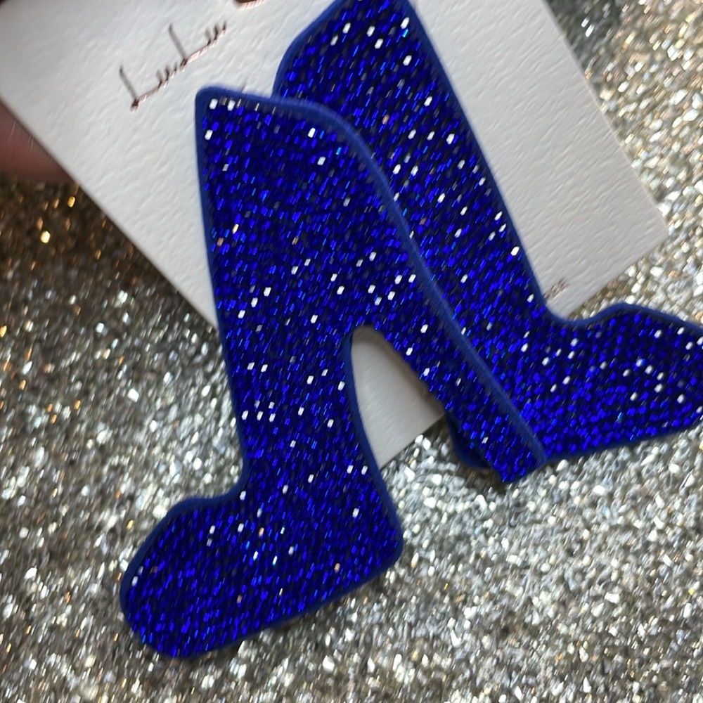 blue- Felt back bling stiletto earrings